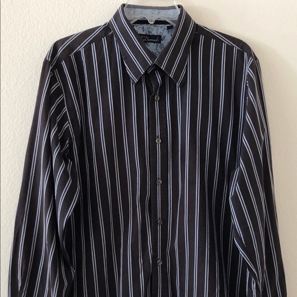 7 Diamonds Mens Black Striped Button Down Size XL - Picture 1 of 8